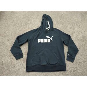 Puma Hoodie Youth Large 14-16 Navy Blue Pullover Big Logo‎ Pocket dryCELL Fleece